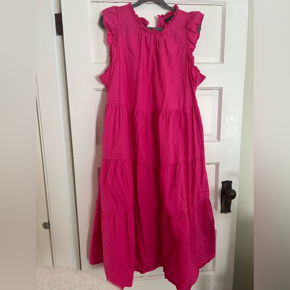 J Crew sleeveless tiered midi dress